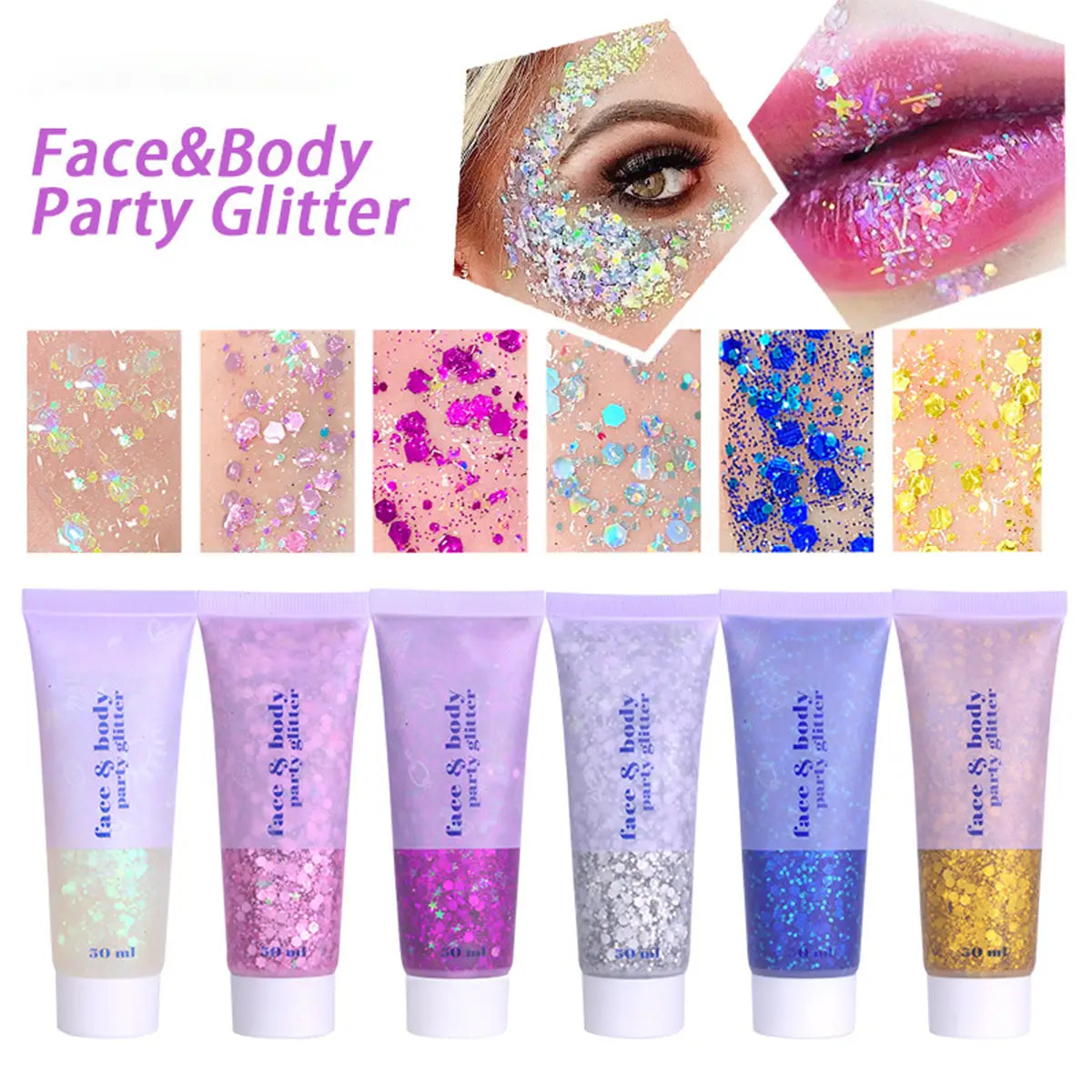 Glitter Gel Mermaid Scales Face & Body Lip Glitter Eyeshadow Holographic Shimmer for Stage Makeup