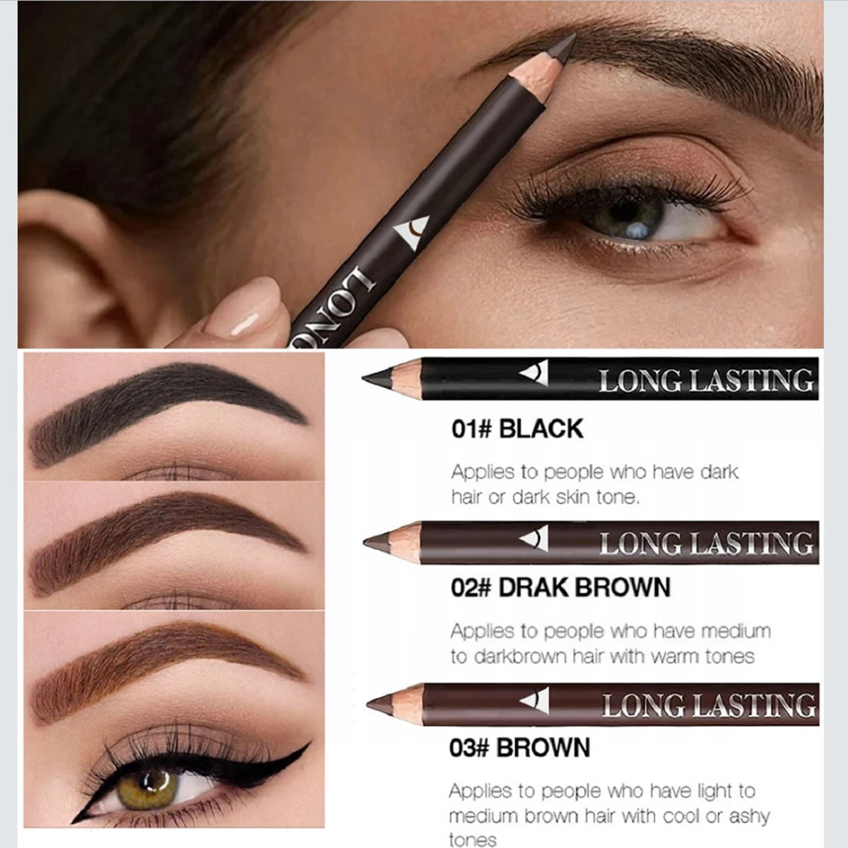 Wooden Long-Lasting Waterproof Sweat-Proof Eyebrow Pencil & Eyebag Eyeliner Gel Pencil Dual Use