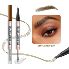 2-in-1 Double-Headed 4-Prong Liquid Eyebrow Pencil & Brow Gel for Long-Lasting Shaping