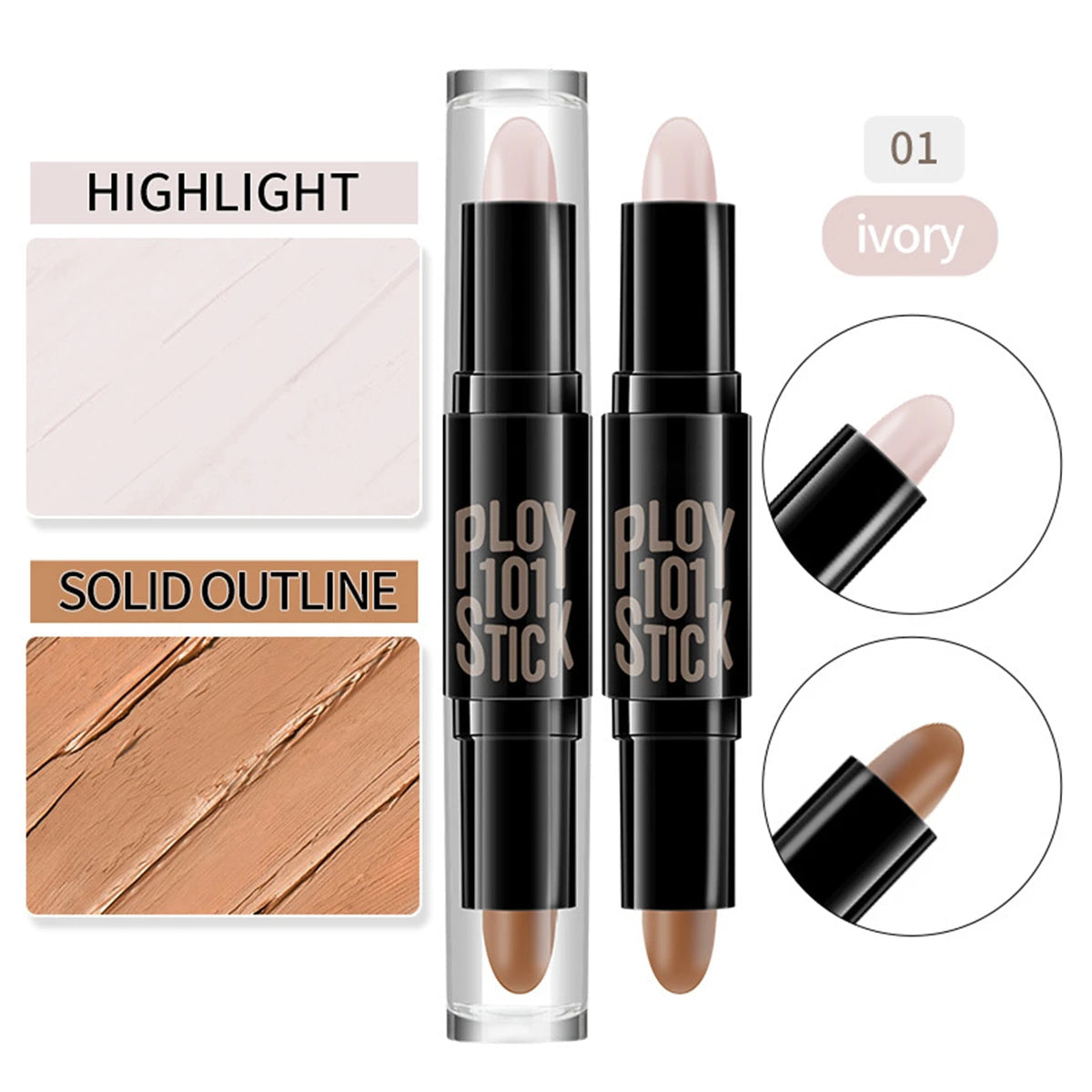 Dual-Ended Contour Stick - Highlight & Conceal for Effortless Face Shaping and Radiance