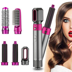 Blow Dryer Brush,Curling Iron 5-in-1 Versatile Ceramic Hair Dryer Brush, Interchangeable Hot Air Brush Set for Straightening, Drying, and Curling, Multi-Temperature