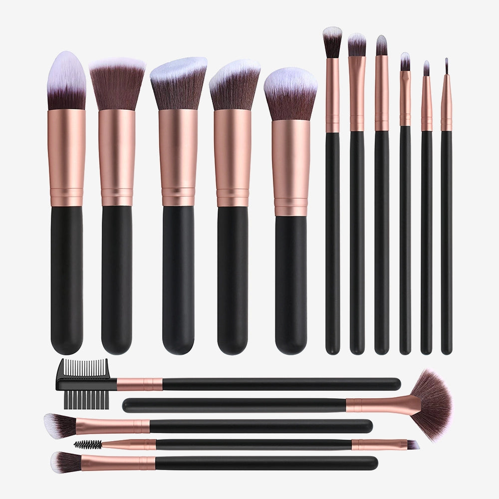 16Pcs Makeup Brushes Set Professional Powder Foundation Eyeshadow Make Up Brush Plastic Handle Soft Synthetic Includes Storage Bag